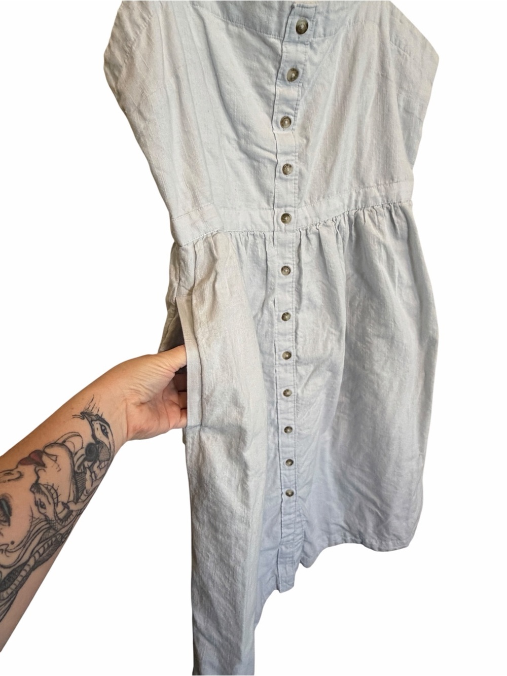 Abercrombie & Fitch Blue Button-Front Midi Dress with Pockets - Picture 5 of 10